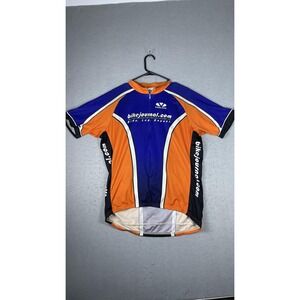 Voler Cycling Jersey Mens 2XL Orange Blue Full‎ Zip BikeJournal Made USA Mesh